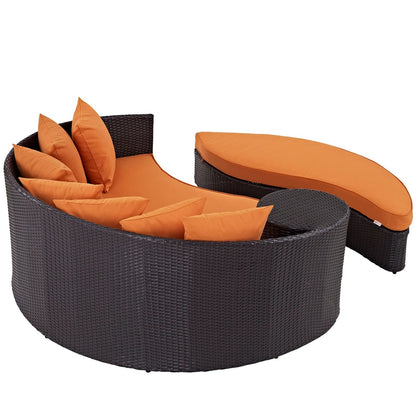 Convene Outdoor Patio Daybed, Orange, Rattan 10489