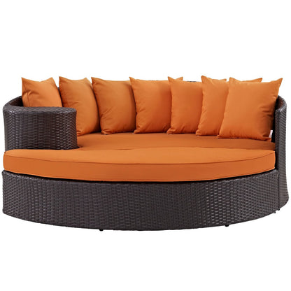 Convene Outdoor Patio Daybed, Orange, Rattan 10489