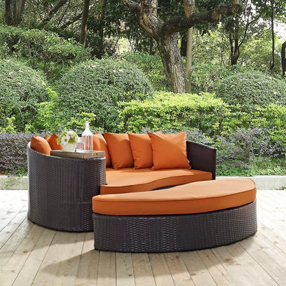 Convene Outdoor Patio Daybed, Orange, Rattan 10489
