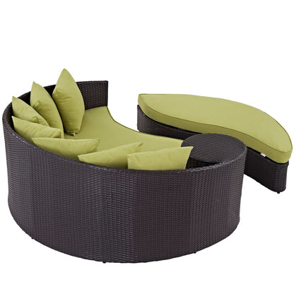 Convene Outdoor Patio Daybed, Green, Rattan 10490