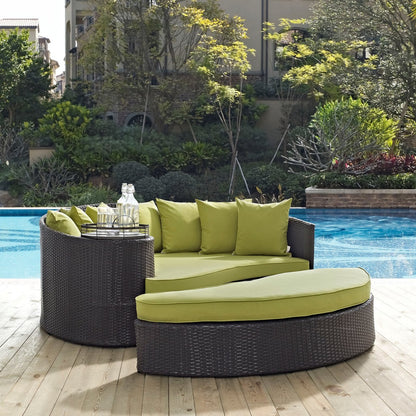 Convene Outdoor Patio Daybed, Green, Rattan 10490