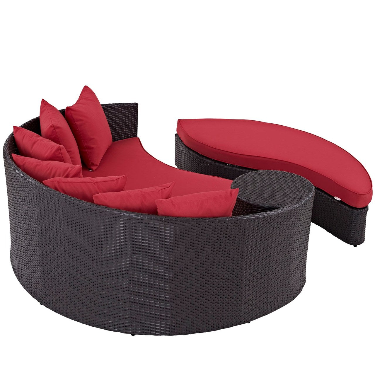 Convene Outdoor Patio Daybed, Red, Rattan 10491