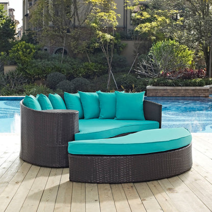 Convene Outdoor Patio Daybed, Blue, Rattan 10492