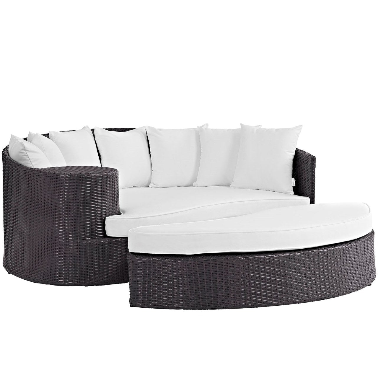 Convene Outdoor Patio Daybed, White, Rattan 10493