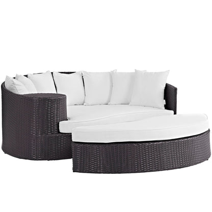 Convene Outdoor Patio Daybed, White, Rattan 10493
