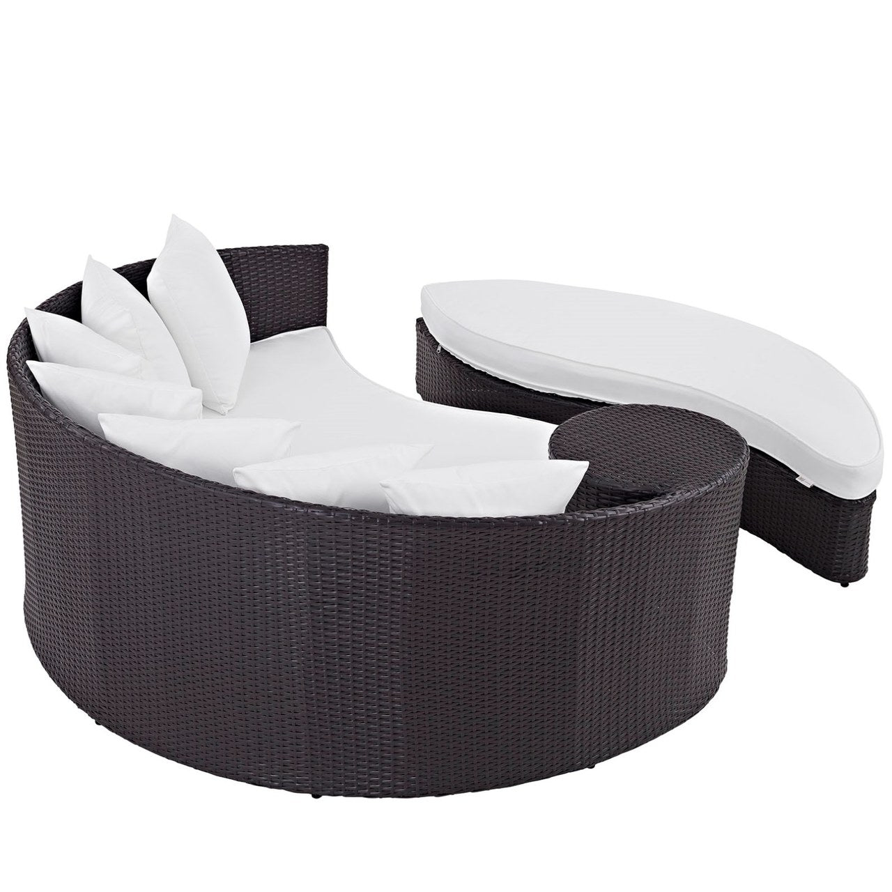 Convene Outdoor Patio Daybed, White, Rattan 10493