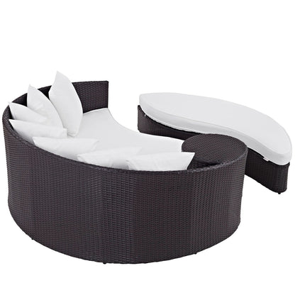 Convene Outdoor Patio Daybed, White, Rattan 10493