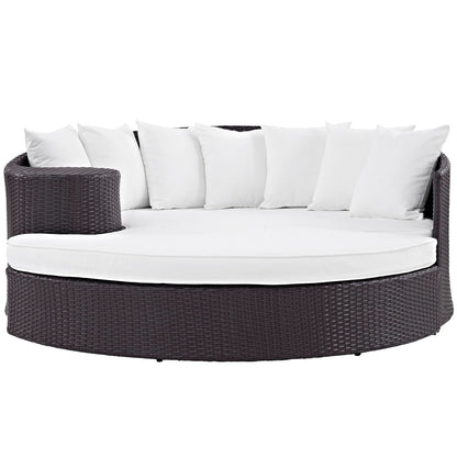 Convene Outdoor Patio Daybed, White, Rattan 10493