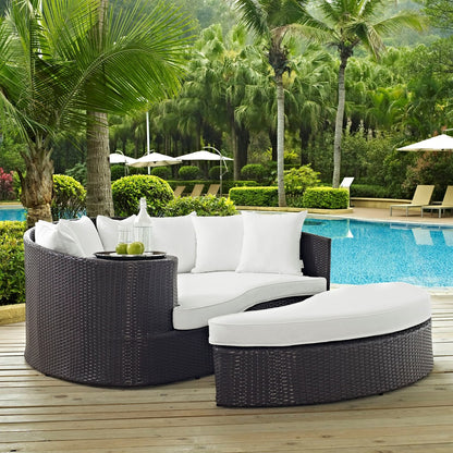 Convene Outdoor Patio Daybed, White, Rattan 10493