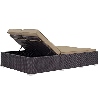 Convene Double Outdoor Patio Chaise, Brown, Rattan 10494