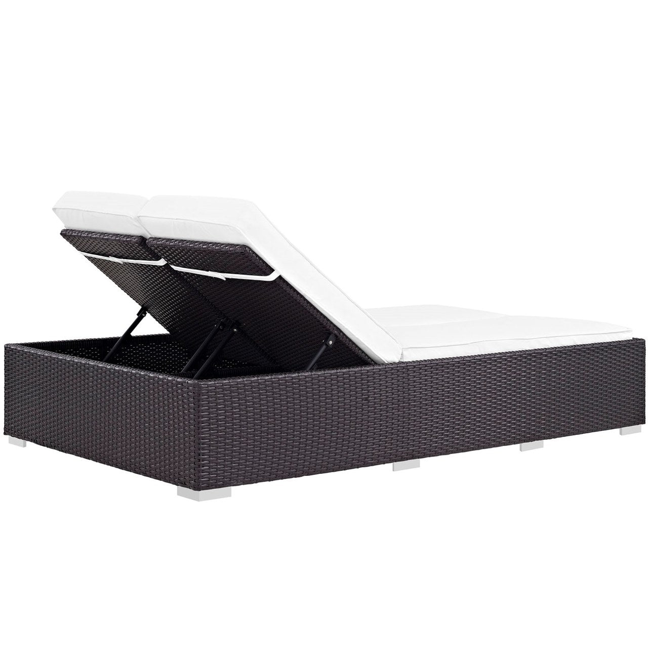 Convene Double Outdoor Patio Chaise, White, Rattan 10499