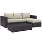 Convene Three PCS Outdoor Patio Sofa Set, Beige, Rattan 10500