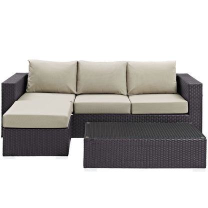 Convene Three PCS Outdoor Patio Sofa Set, Beige, Rattan 10500