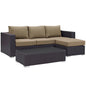 Convene Three PCS Outdoor Patio Sofa Set, Brown, Rattan 10501