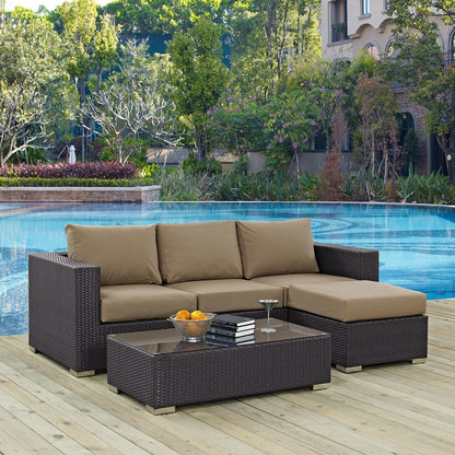 Convene Three PCS Outdoor Patio Sofa Set, Brown, Rattan 10501