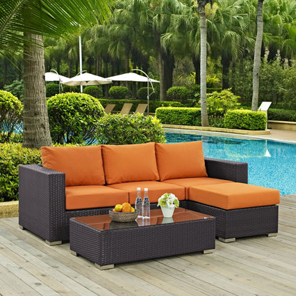 Convene Three PCS Outdoor Patio Sofa Set, Orange, Rattan 10502