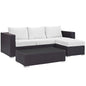 Convene Three PCS Outdoor Patio Sofa Set, White, Rattan 10506