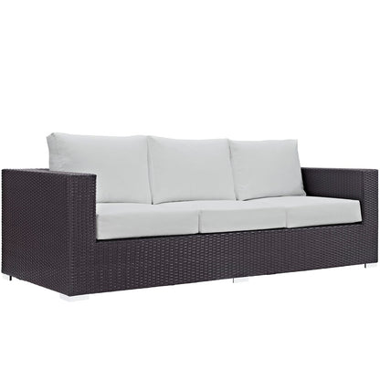 Convene Three PCS Outdoor Patio Sofa Set, White, Rattan 10506