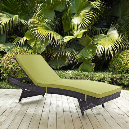 Convene Outdoor Patio Chaise, Green, Rattan 10509