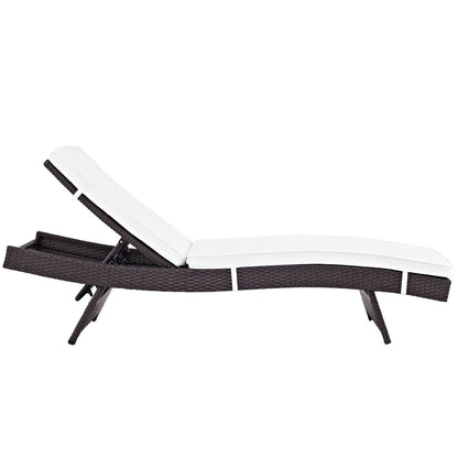 Convene Outdoor Patio Chaise, White, Rattan 10512