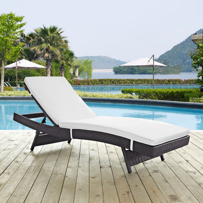 Convene Outdoor Patio Chaise, White, Rattan 10512