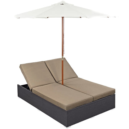 Convene Double Outdoor Patio Chaise, Brown, Rattan 10514