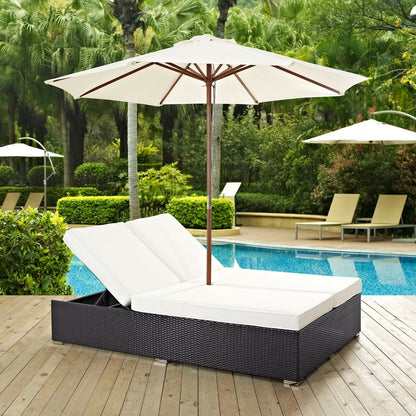 Convene Double Outdoor Patio Chaise, White, Rattan 10519