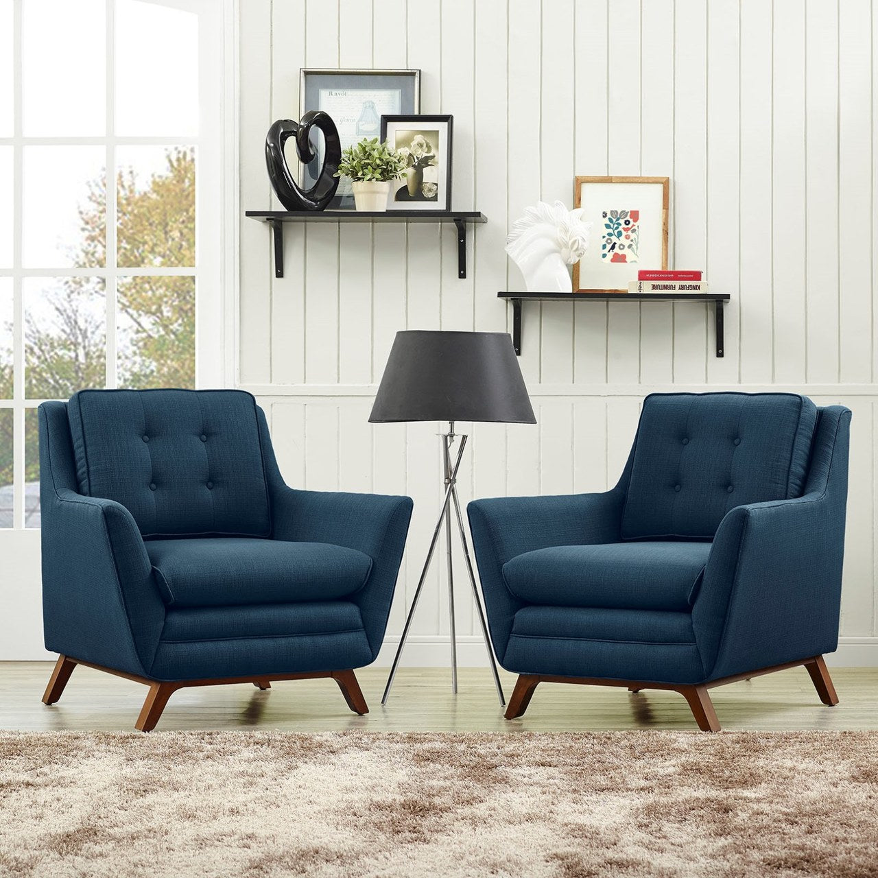 Beguile Armchair ( Set of Two), Navy, Fabric 10528