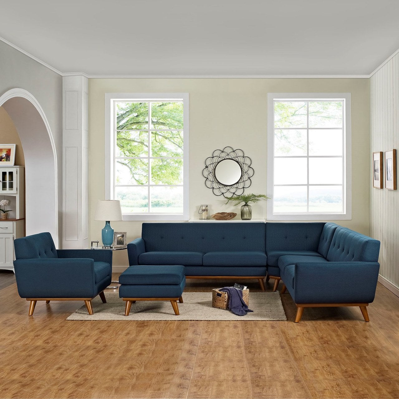 Engage Five PCS Sectional Sofa, Navy, Fabric 10534