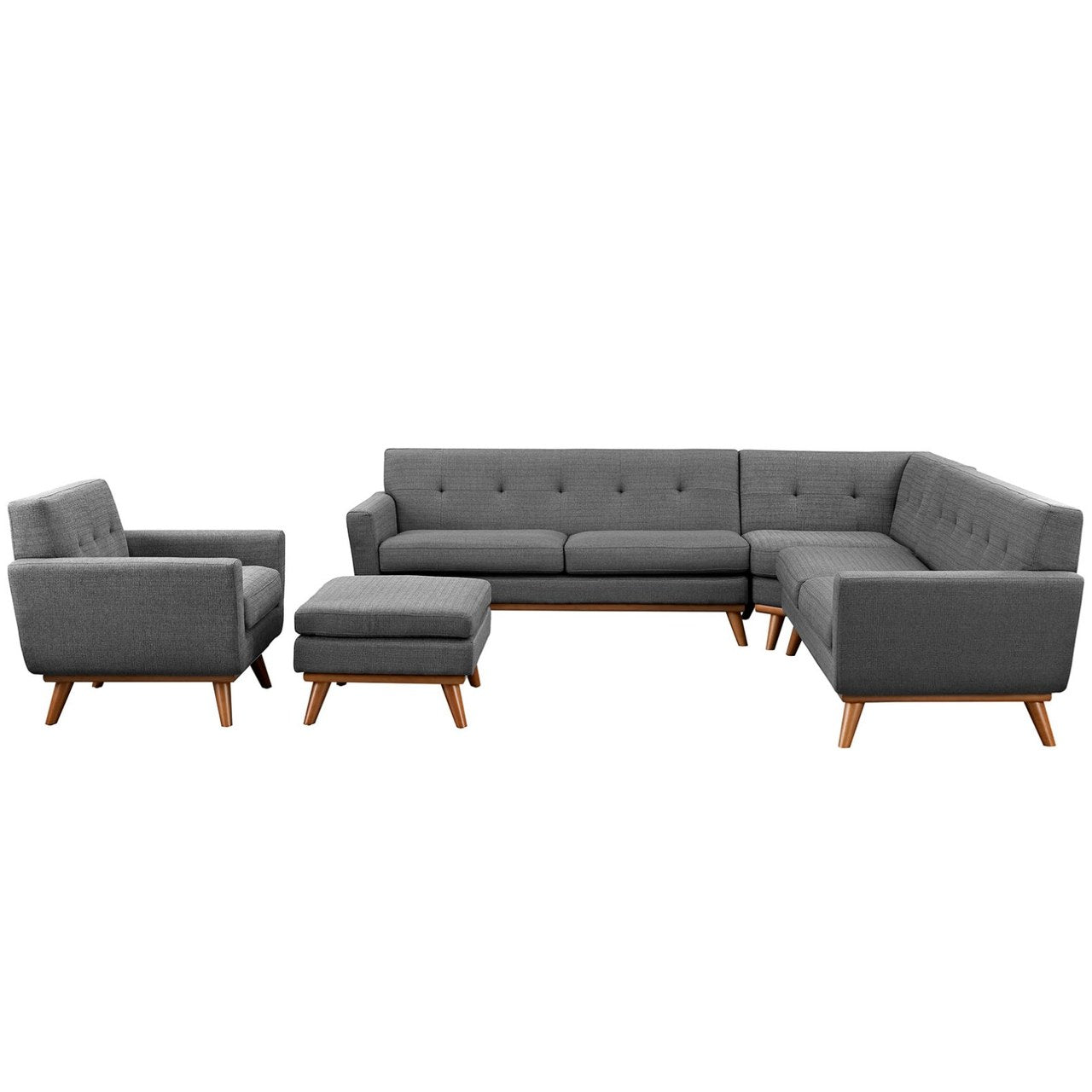 Engage Five PCS Sectional Sofa, Grey, Fabric 10535