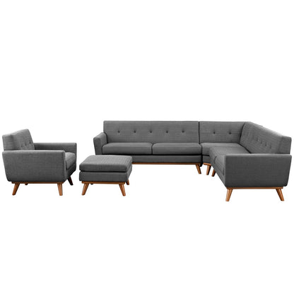 Engage Five PCS Sectional Sofa, Grey, Fabric 10535