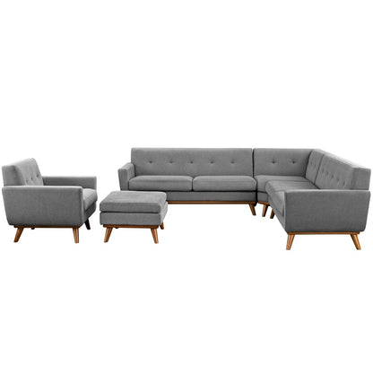 Engage Five PCS Sectional Sofa, Grey, Fabric 10536