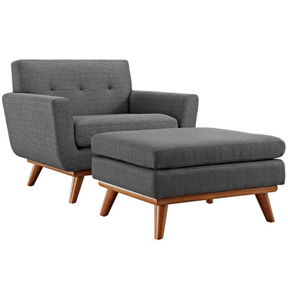 Engage Armchair and Ottoman, Grey, Fabric 10542