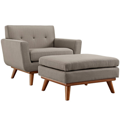Engage Armchair and Ottoman, Grey, Fabric 10543