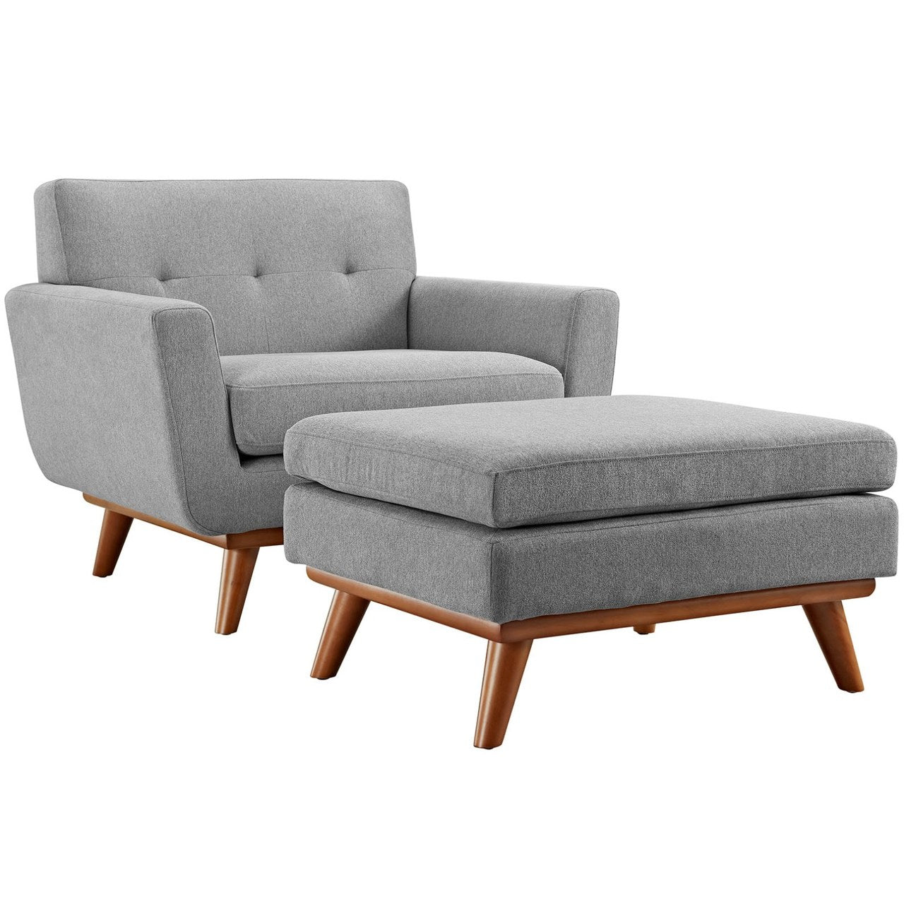 Engage Armchair and Ottoman, Grey, Fabric 10544
