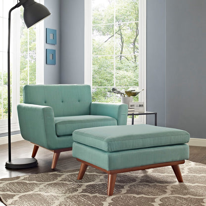 Engage Armchair and Ottoman, Blue, Fabric 10545