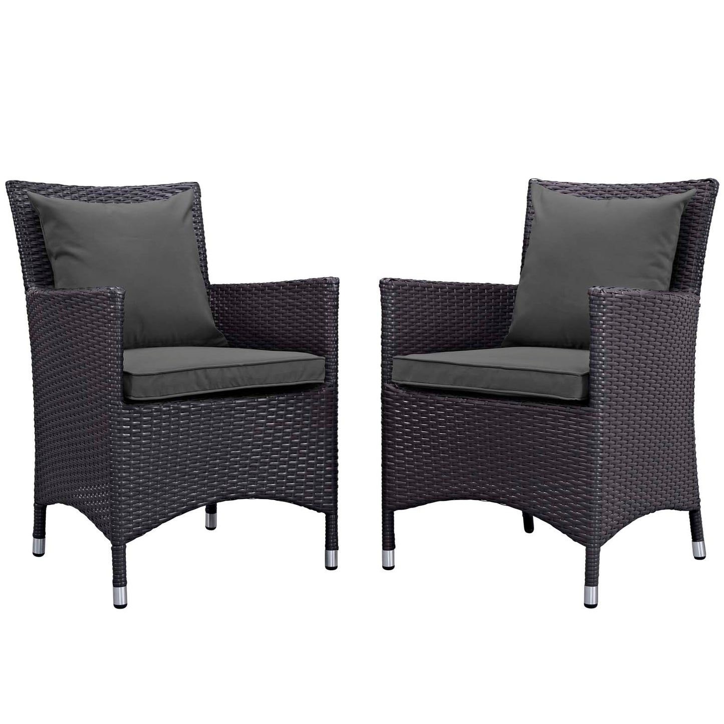 Convene 2 Piece Outdoor Patio Dining Set, Fabric Rattan Wicker, Drak Grey Gray, 17248