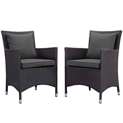 Convene 2 Piece Outdoor Patio Dining Set, Fabric Rattan Wicker, Drak Grey Gray, 17248