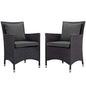 Convene 2 Piece Outdoor Patio Dining Set, Fabric Rattan Wicker, Drak Grey Gray, 17248