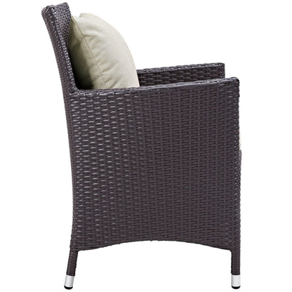 Convene Four PCS Outdoor Patio Dining Set, Beige, Rattan 10556