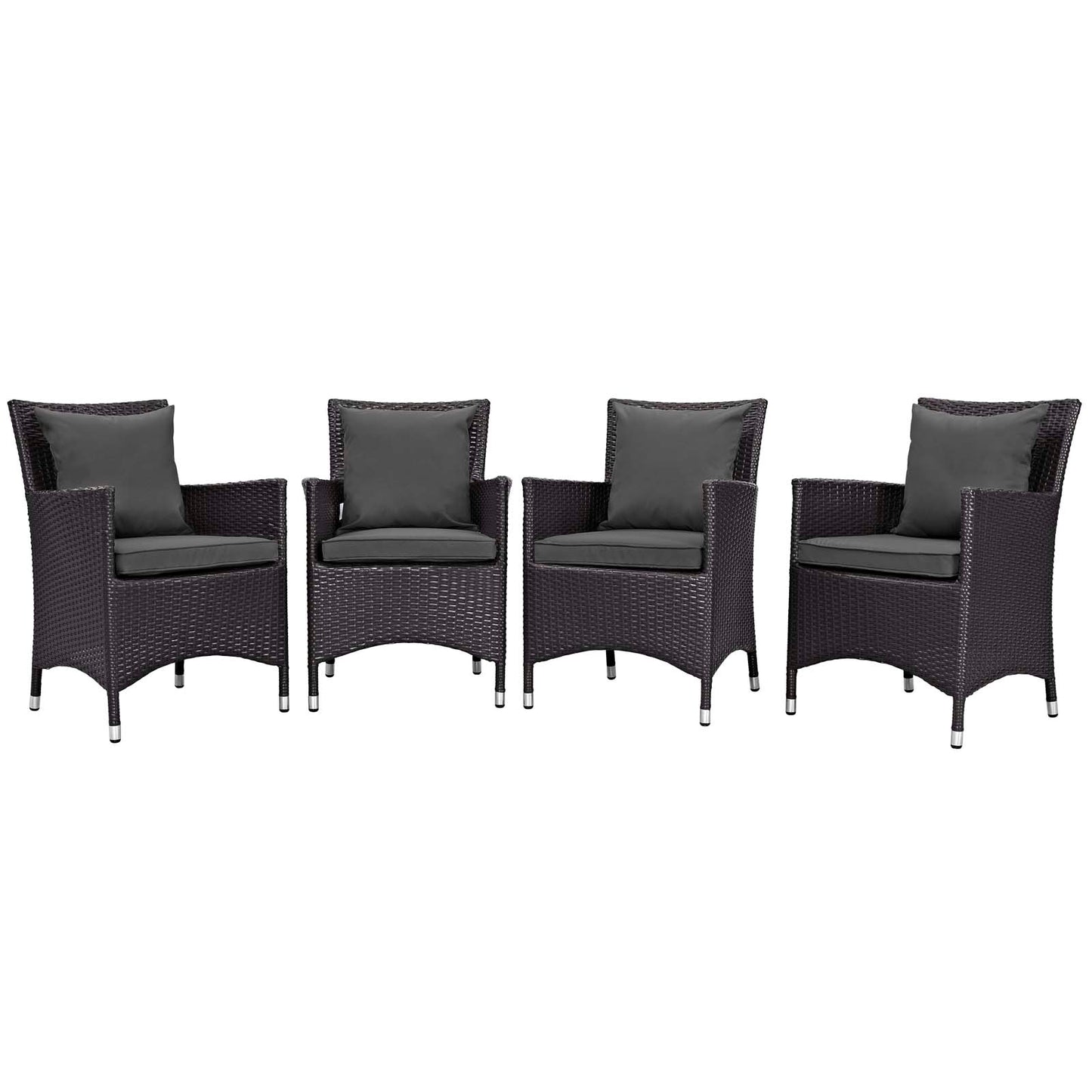 Convene 4 Piece Outdoor Patio Dining Set, Fabric Rattan Wicker, Drak Grey Gray, 17249
