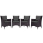 Convene 4 Piece Outdoor Patio Dining Set, Fabric Rattan Wicker, Drak Grey Gray, 17249