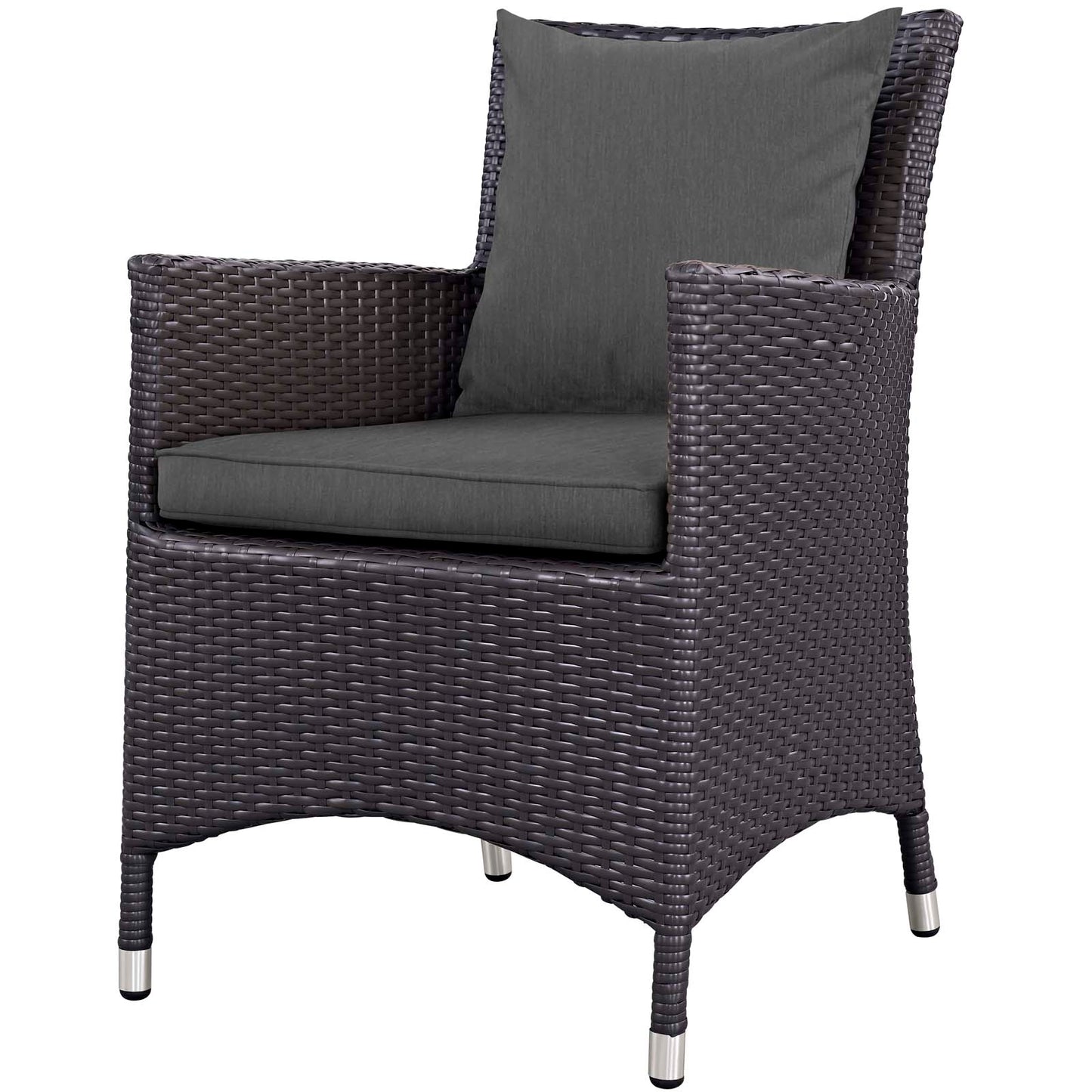Convene 4 Piece Outdoor Patio Dining Set, Fabric Rattan Wicker, Drak Grey Gray, 17249