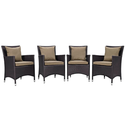 Convene Four PCS Outdoor Patio Dining Set, Brown, Rattan 10557