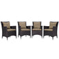 Convene Four PCS Outdoor Patio Dining Set, Brown, Rattan 10557