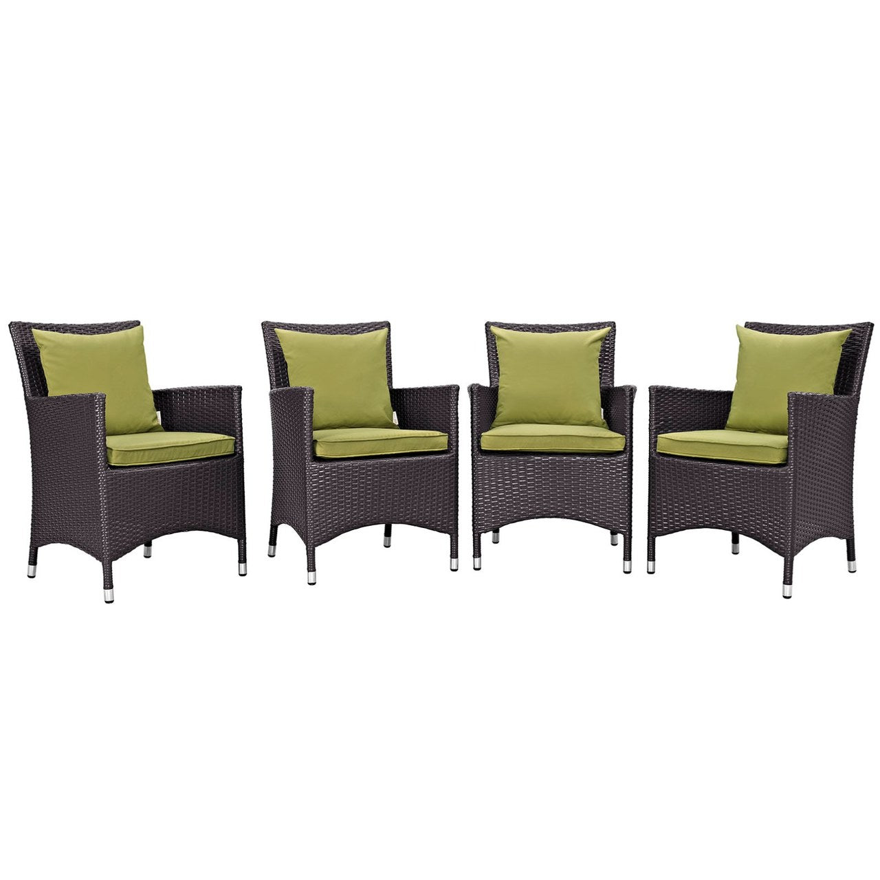 Convene Four PCS Outdoor Patio Dining Set, Green, Rattan 10559