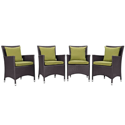 Convene Four PCS Outdoor Patio Dining Set, Green, Rattan 10559