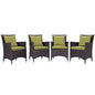 Convene Four PCS Outdoor Patio Dining Set, Green, Rattan 10559