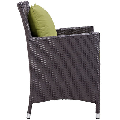 Convene Four PCS Outdoor Patio Dining Set, Green, Rattan 10559