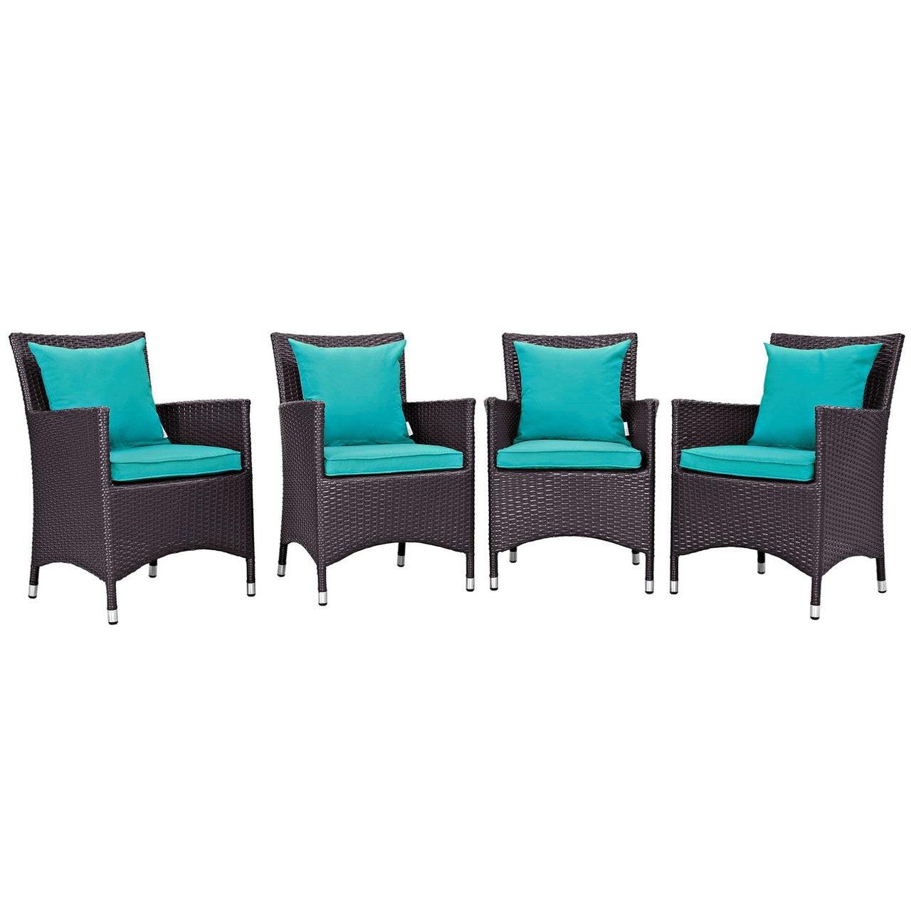 Convene Four PCS Outdoor Patio Dining Set, Blue, Rattan 10561